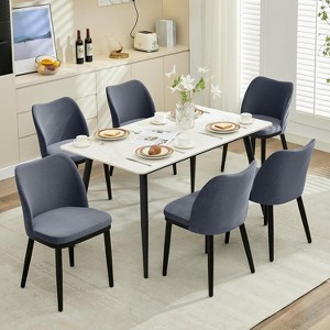 Upholstered Fabric Dining Room Side Chairs, Chair for Dining Room with Padded Seat and Wood Legs-Modern Dining Chairs - 1 of 4