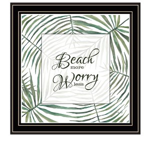 HomeRoots BEACH MORE WORRY LESS Black Framed Print Wall Art - 1 of 3