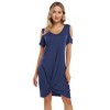 Women's Cold Shoulder Summer Twist Knot Mini Tshirts Dresses - 2 of 4