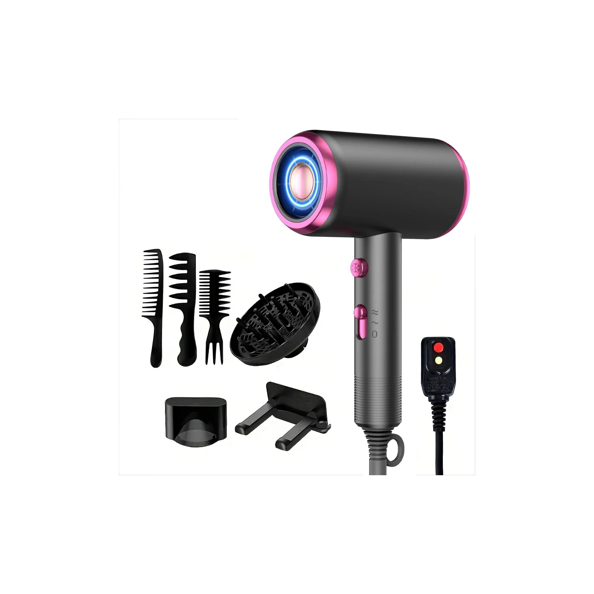 Hoey Professional Ionic Hair Dryer, Powerful 1800W Fast Drying Low Noise Blow Dryer with Concentrator Nozzle Diffuser for Home Salon Travel