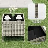 3-Piece Patio Furniture Set, PE Rattan Chairs w/ Soft Cushions & Glass Coffee Table - Outdoor Conversation Set for Garden, Deck, Poolside, Grey/Blue - 4 of 4