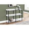Monarch Specialties Accent Table Console Entryway Narrow Sofa Living Room Bedroom White Marble Look Laminate Black Metal Contemporary Modern - 2 of 4