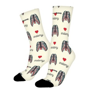 Anatomy Heart Skeleton Women Printed Crew Socks Funny Funky Socks Soft Polyester Novelty Gifts for Artists Men - 1 of 1