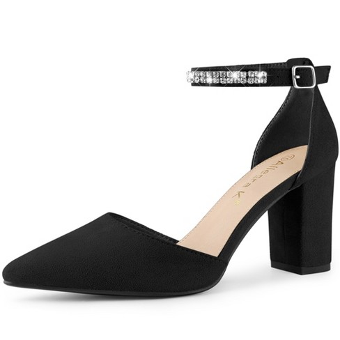 Black Ankle Strap Heels for Women