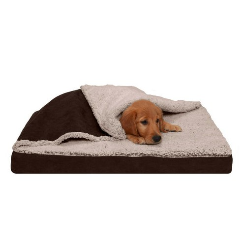 FurHaven Snuggly & Warm Faux Lambswool & Terry Waterproof Pet Throw Blanket - Large - Espresso