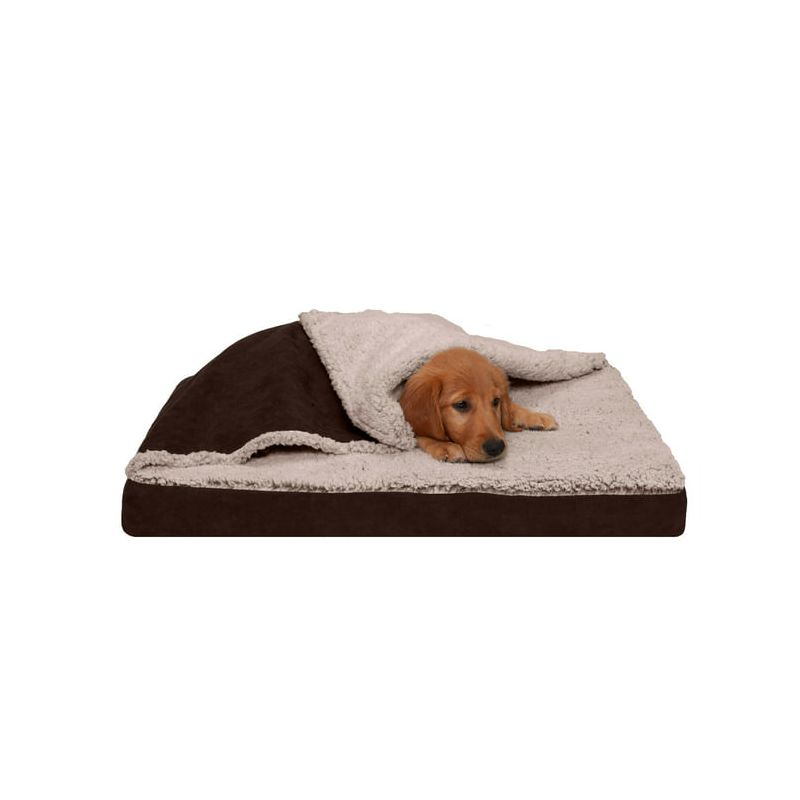 FurHaven Berber & Suede Blanket Top Cooling Gel Top Dog Bed, 1 of 4