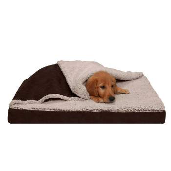 FurHaven Berber & Suede Blanket Top Cooling Gel Top Dog Bed