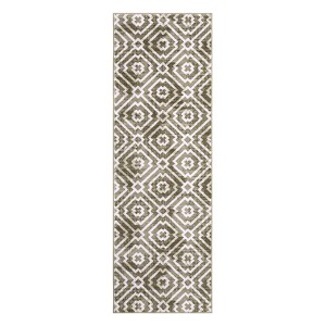 Machine Washable Area Rug Non Slip Low Pile Soft Distressed Foldable Stain Resistant Contemporary Carpet for Bedroom Living Dining Room Brown - 1 of 4