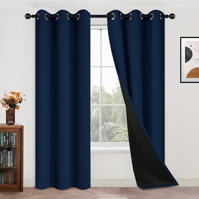 Yakamok Room Darkening Thermal Insulated Blackout Curtains for Bedroom (42Wx84L,Navy Blue 2 Panels)