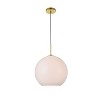 Elegant Lighting Baxter 1 Light Brass Pendant With Frosted White Glass - 3 of 4