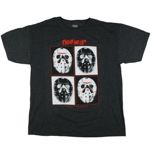 Seven Times Six Friday The 13th T-Shirt Men's Jason Voorhees Mask Short Sleeve Graphic Top Black - 1 of 3