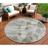Taupe Ivory And Tan Floral Washable Indoor Outdoor Area Rug - 2 of 4