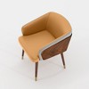 ARTPLAN Mid Century Modern Dining Chair, Faux Leather with Walnut,Uphoolsted Accent Arm Chair,Sitting Chair with Wooden Gold Metal feet - 2 of 4