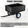 COZONY Heavy Duty Steel Dump Trailer, 47"x17.8"x11.2", 500 lbs/11.4 Cu.Ft, Black, Removable Rear Panel, Garden Dump Cart for Lawn Mower, Tractor - 3 of 4