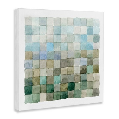 Modern Watercolor Checkered Shapes Canvas Wall Art, 24 x 24