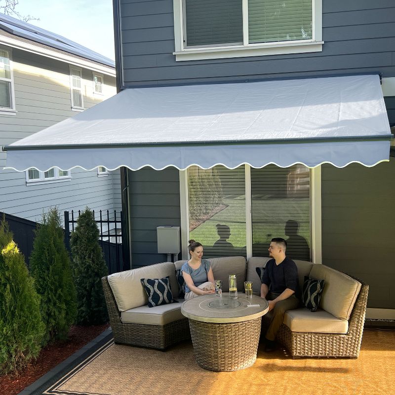 ALEKO 20 x 10 feet Motorized Black Frame Retractable Home Patio Canopy Awning 20'x10', 1 of 13