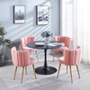 Set of 2 Modern Dining Chair with Iron Tube Wood Color Legs for Dining Room, Living Room - 3 of 4