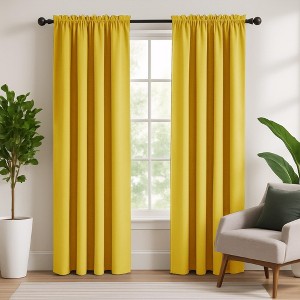 Deconovo-SolidBlackout-RodCurtains-2Panels - 1 of 4