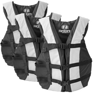 Hardcore Life Jacket 3 Pack Paddle Vest for Adults; Coast Guard Approved Type III PFD Life Vest Flotation Device; Jet ski, Wakeboard, Kayak - 1 of 4