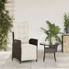 vidaXL Reclining Patio Chair with Footrest Brown Poly Rattan - 3 of 4