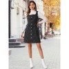 Allegra K Women's Tweed Sleeveless Square Neck Button Up A-Line Pinafore Overall Dress - 4 of 4