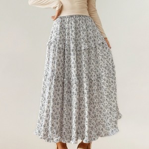 Anna-Kaci Women's Tiered Floral Print Maxi Skirt with Flowing A-Line Silhouette and Soft Drape Fabric - 1 of 4