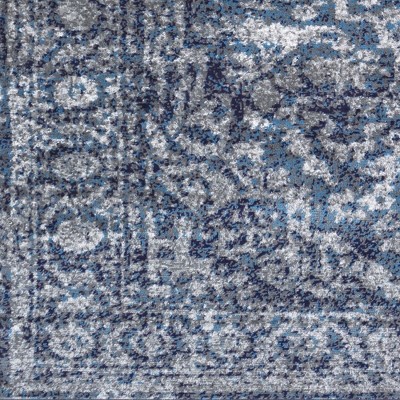Emma Traditional Navy and Gray Square Area Rug