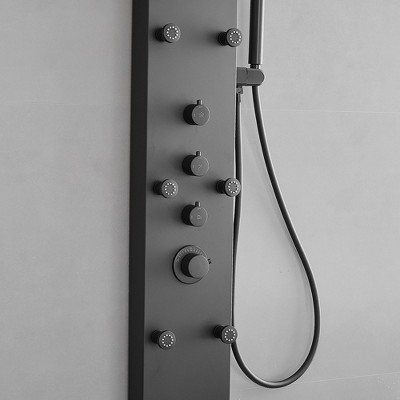Matte Black 47'' Stainless Steel Shower Panel with Jets