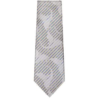 TheDapperTie Men's White, Royal Blue And Yellow Paisley Necktie with Hanky
