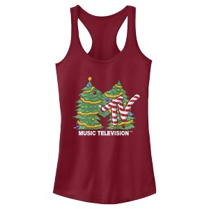 Juniors Womens MTV Christmas Tree Logo Racerback Tank Top - 1 of 3