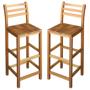 vidaXL Bar Chairs 2 pcs Solid Acacia Wood - 1 of 4