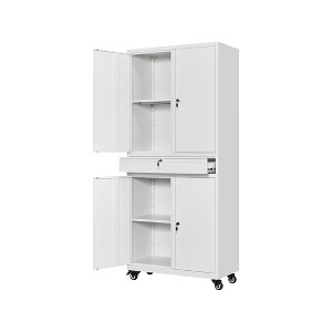 73'' Metal Storage Cabinet, Heavy Duty Garage Storage with Wheels, Locking Doors and 2 Drawers, Cabinet for Home Office, Garage, Warehouse - 1 of 4