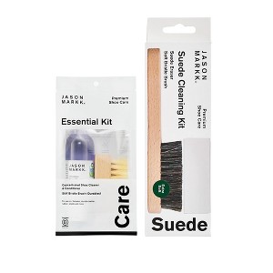 Jason Markk Essential Kit Shoe Cleaner & Suede Cleaner Kit 4-Piece Set Deep Cleaning Solution Two Brush & Stain Eraser - 1 of 4