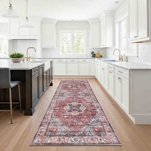 Delara Machine Washable Area Rug, Soft & Durable, Non-Slip Rug for High Traffic Areas, Red/Sky Blue - 1 of 4