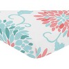 Sweet Jojo Designs Girl Baby Fitted Crib Sheet Emma Blue and Coral - 3 of 4
