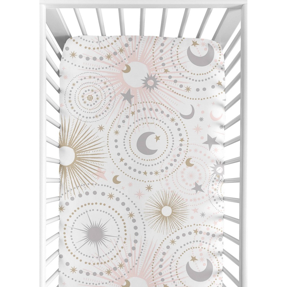 Photos - Bed Linen Sweet Jojo Designs Fitted Crib Sheet - Celestial - Pink/Gold