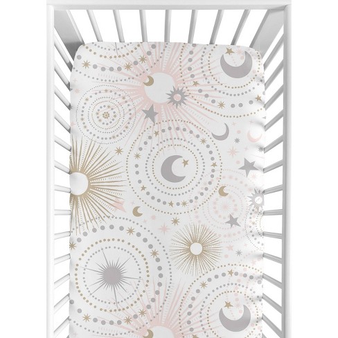 Sweet Jojo Designs Fitted Crib Sheet - Celestial - Pink/gold : Target