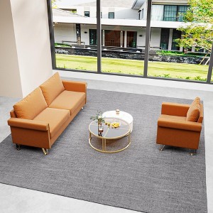 VASIP Orange Velvet Sofa and Chair Set ,Mid-Century Modern Couch with Matching Armchair, Gold Metal Accents, and Plush Cushions - 1 of 4