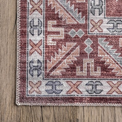 Rust Medallion Easy-Care Rectangular Synthetic Area Rug