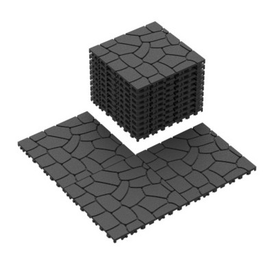 Syemin Carpet Tiles 44PCS New Stone Texture Patio Deck Tiles, Decking Tiles Floor Tile for Porch Poolside Balcony Backyard, Gray, 12"*12"*0.8"