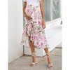 Women Pleated Elastic High Waist Maternity Midi Skirt Casual Summer Ruffle Boho Wrap Split Skirt - 2 of 4