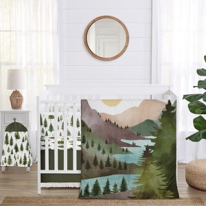Sweet Jojo Designs Boy, Girl, Unisex/Gender Neutral Crib Bedding + BreathableBaby Breathable Mesh Liner Baby Nursery Woodland Pine Tree Green Purple - 1 of 4