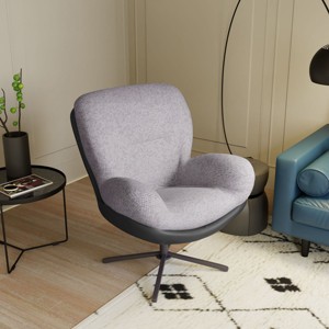 360° Swivel Office Chair,Modern Chenille Swivel Chair With Faux Leather And Metal Base Frame,Accent Chair For Living Room-Cuddlewood - 1 of 4