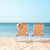 DOMETOUR Set of 2 Webbed Folding Beach Chairs, Outdoor Patio Lawn Foldable Chairs for Camping Fishing Yard Poolside BBQ, Orange & White - 2 of 4