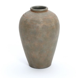 LuxenHome Rustic Brown Terracotta 14.6-Inch Tall Urn Vase - 1 of 4