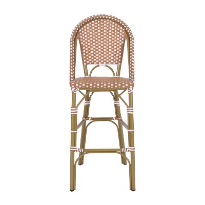 Vynxaria Set of 2 French-Inspired Outdoor PE Rattan Barstools