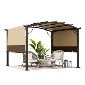 HAPPATIO Outdoor Arched Aluminum Retractable Pergola with Canopy Fixed in Various Positions - 1 of 4