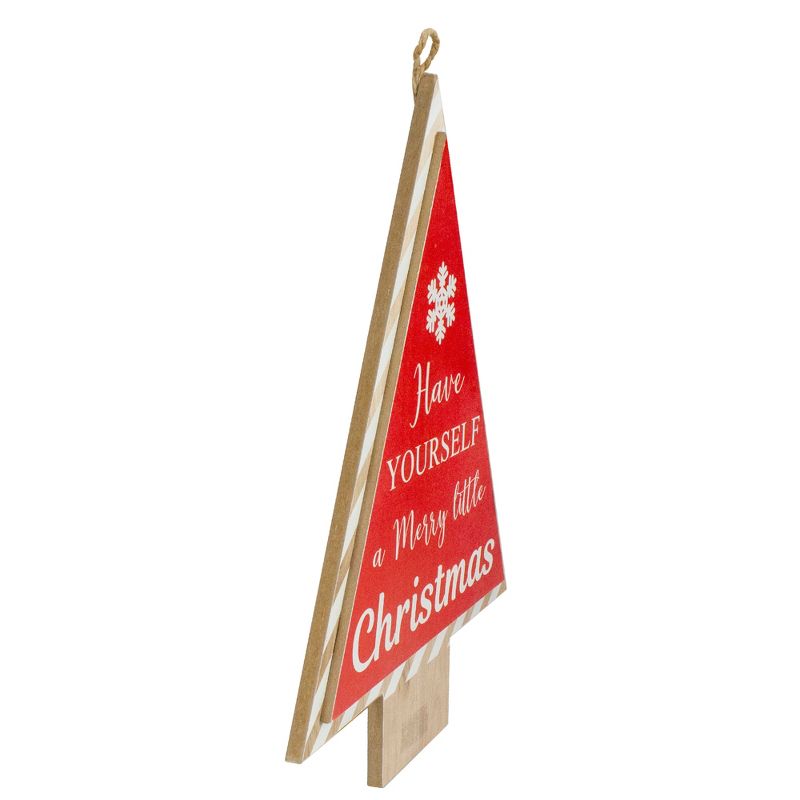 Northlight 16” Red and White Merry Little Christmas Tree Wooden Hanging Wall Sign, 3 of 5