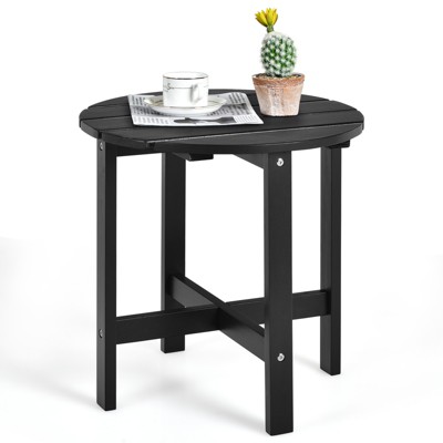 Tangkula 18’’ Outdoor Round Side Table Wooden Coffee Table Suitable for Garden Patio Balcony White/Gray/Black