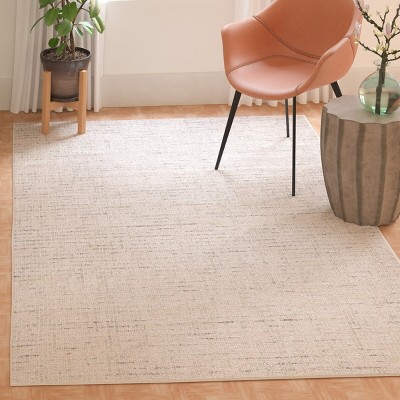 Ivory and Light Grey Hand-Tufted Wool Abstract Rug - 5' x 8'